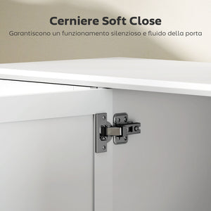 Credenza Buffet Elegante 120x38x86 cm con 2 Cassetti e 3 Armadietti in Legno Bianco