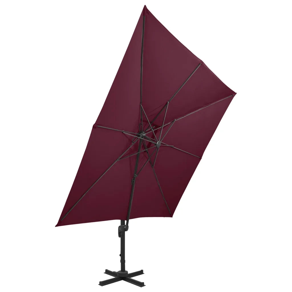 Ombrellone a Sbalzo con Doppia Copertura 300x300 cm Rosso BordÃ²