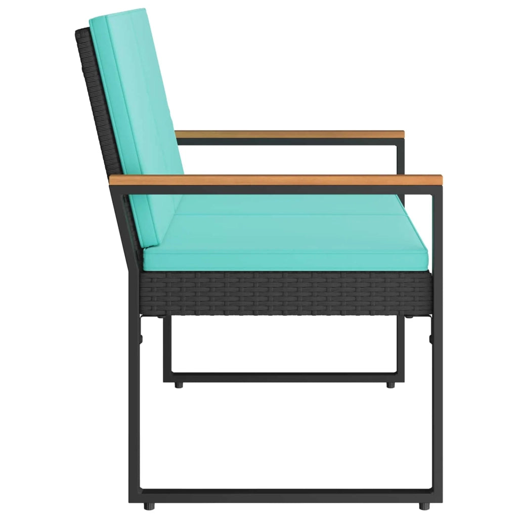 Panchina da esterno Nero e Turchese 107 x 61 x 80 cm polyrattan 42025341