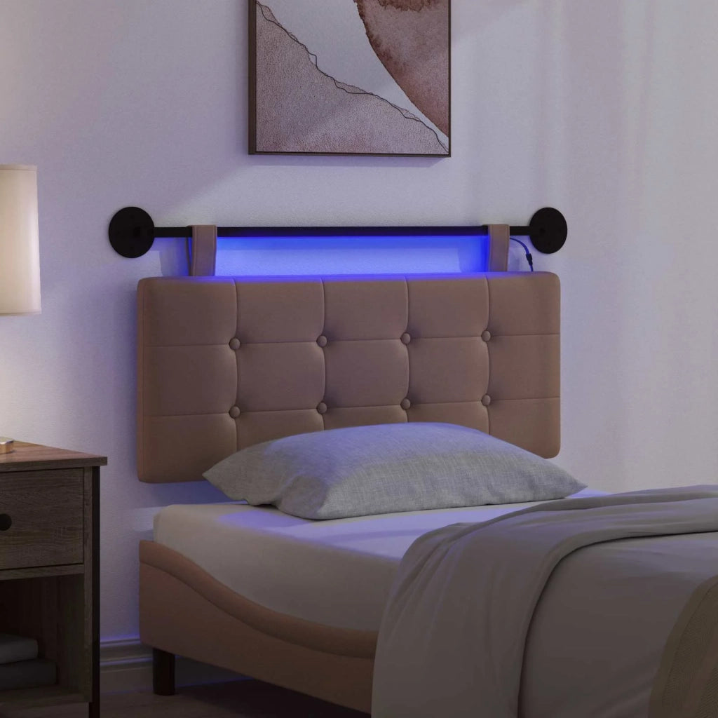 Testiera sospesa Con luce LED Cappuccino Similpelle