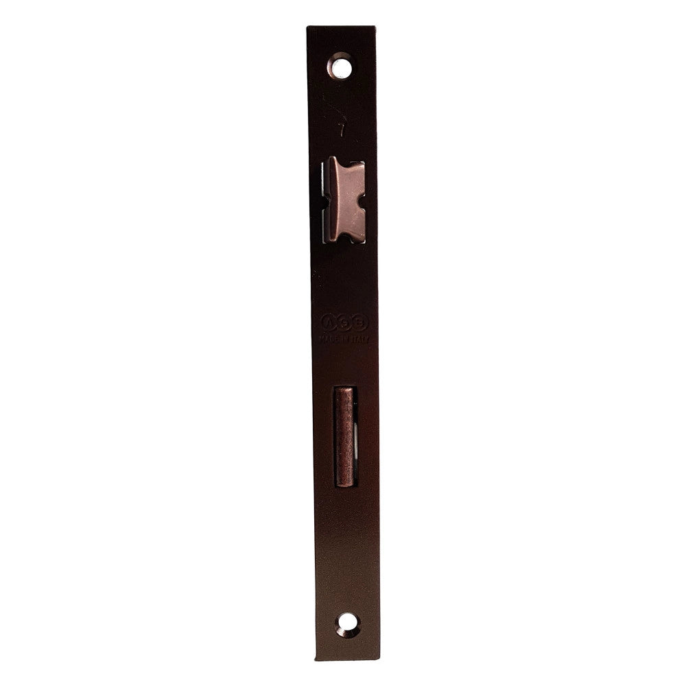 Serratura bronzata ad incasso per porta legno ad infilare patent bordo quadro, diametro 40mm