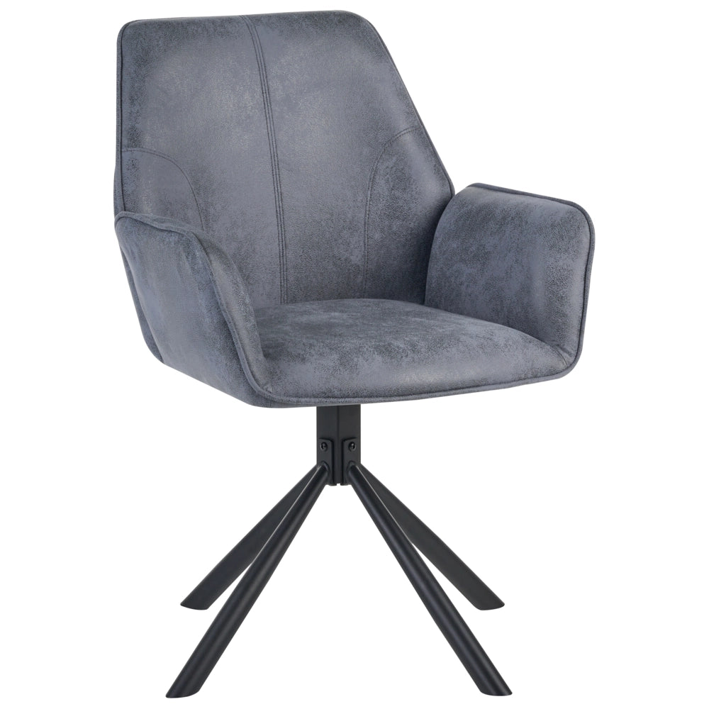 Set di 2 sedie da pranzo girevoli in ecopelle grigio con schienale alto in stile scandinavo