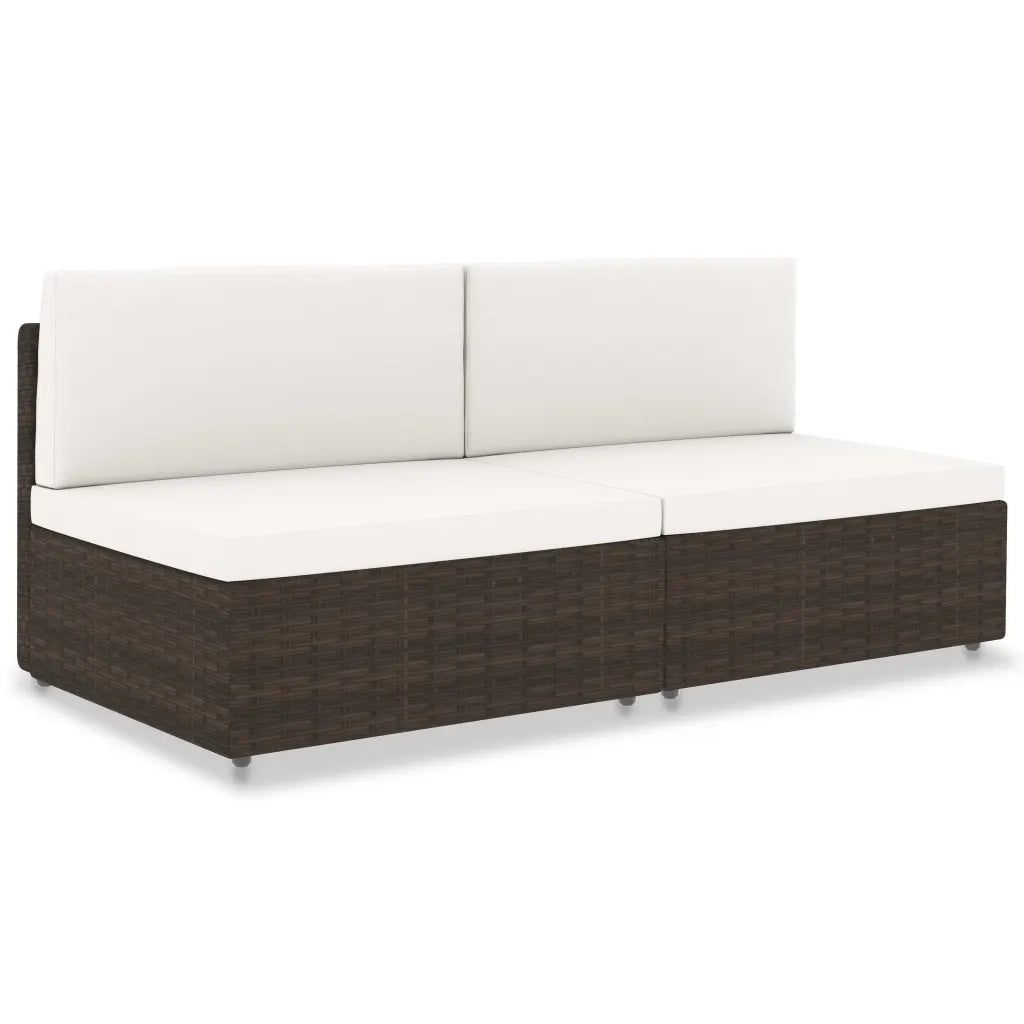 Divano Modulare a 2 Posti in Polyrattan Marrone cod mxl 65147
