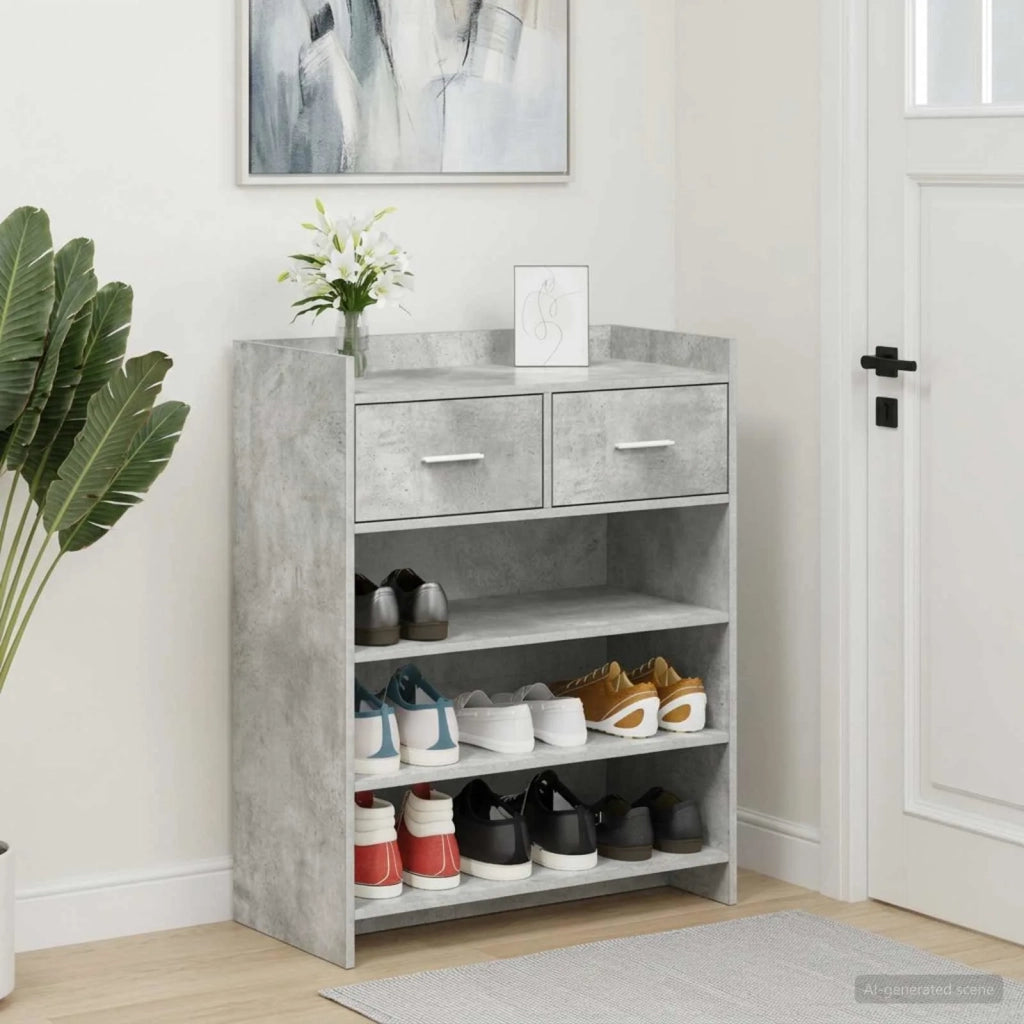 Mobile per scarpe con cassetto Grigio Cemento 73,5 x 36 x 92 cm 8011326
