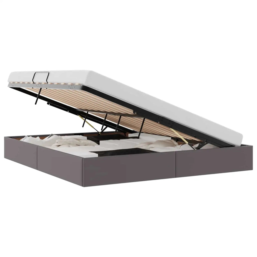 Letto ottomano Grigio 180 x 200 cm Pelle Sintetica 3442784
