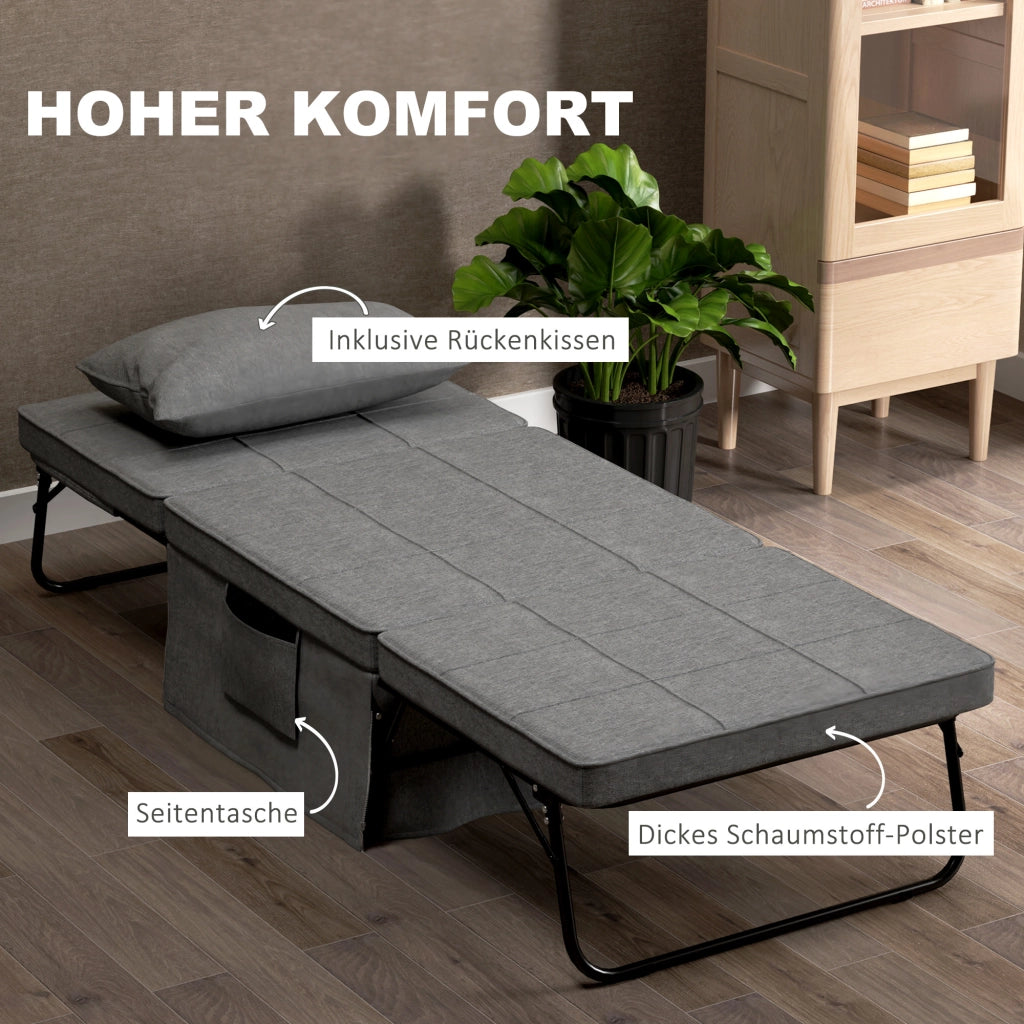 Letto pieghevole 4 in 1 con materasso ¨C Xylo ¨C Grigio metallo 188x75x38 cm