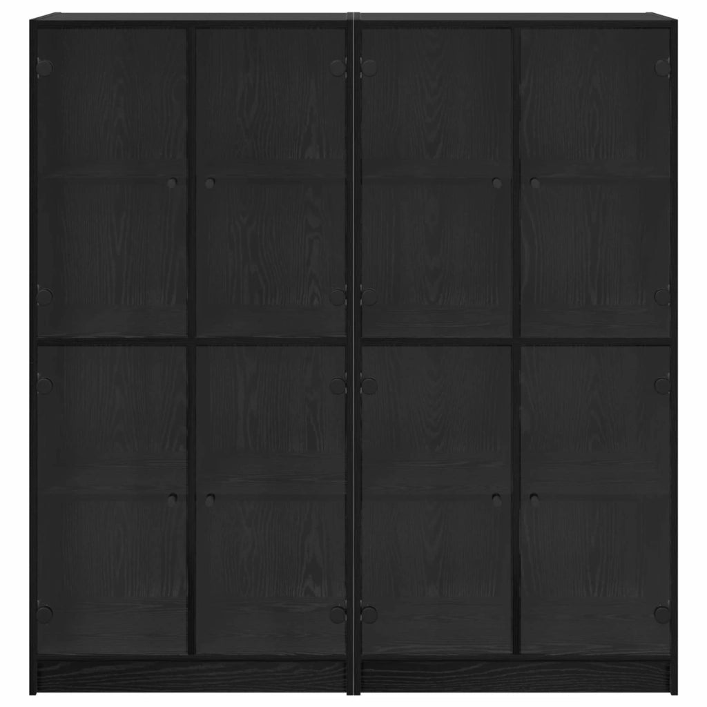 Credenza 2 pcs Rovere Nero 68 x 37 x 142 cm Legno multistrato 3402646