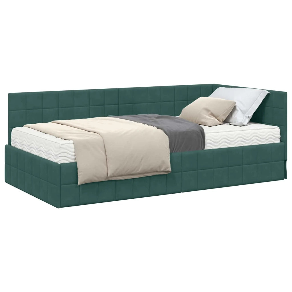 Struttura Letto Angolare con Materasso 2 pz-Giroletto con materasso Verde Velluto 912455