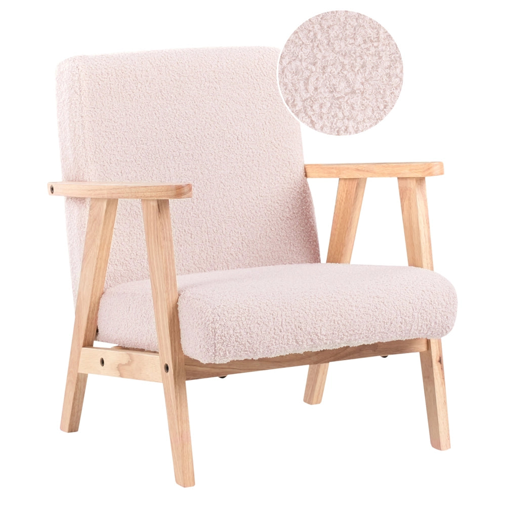 Poltrona per bambini con gambe in legno Rosa pastello cemeretta