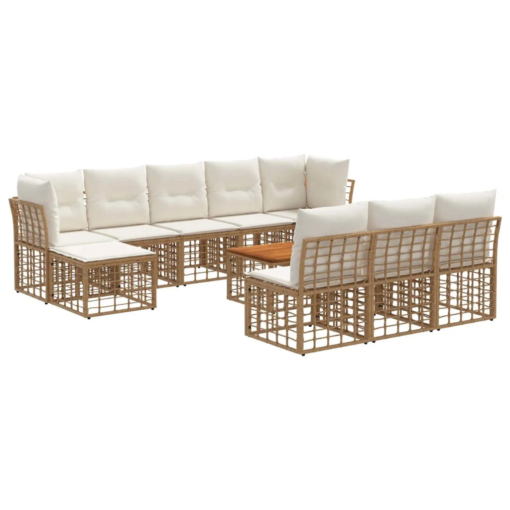 Set di divani da esterno 11 pcs Naturale e Bianco Crema