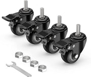 Zoccoli mobili 50 mm (2 pollici) con blocco totale, ruote per trasporto, M12 x 1,75 x 25 mm (diametro 12 mm, lunghezza 25 mm), ruote per mobili, set di 4 ruote pesanti, nero