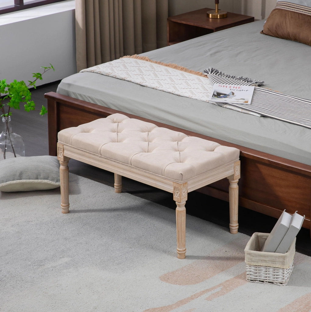 Panca imbottita vintage beige 80x40x43 cm