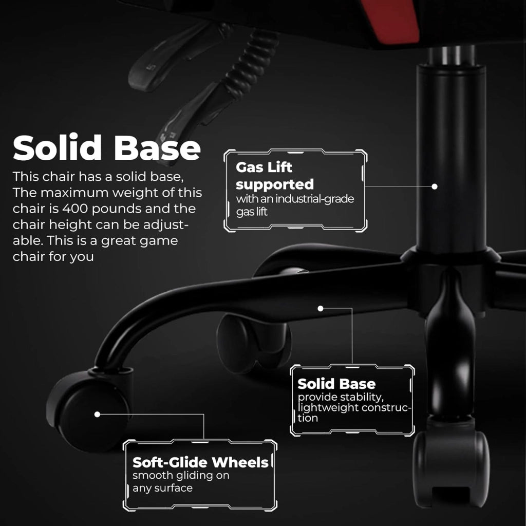 Sedia da Gaming Ufficio Ergonomica, Sedia da Gioco con Poggiatesta e Supporto Lombare Regolabili, Poltrona da Gaming, Rossa
