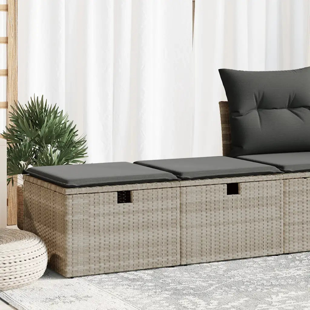 Divano Giardino 2pz con Cuscini-Sofa da Giardino-Divanetto da esterno Grigio Chiaro Polyrattan Acacia 669207