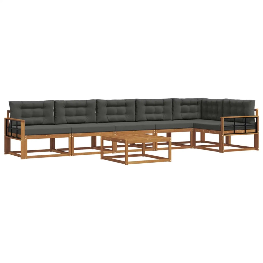 Set di divani da esterno con cuscino 7 pcs Naturale e Antracite