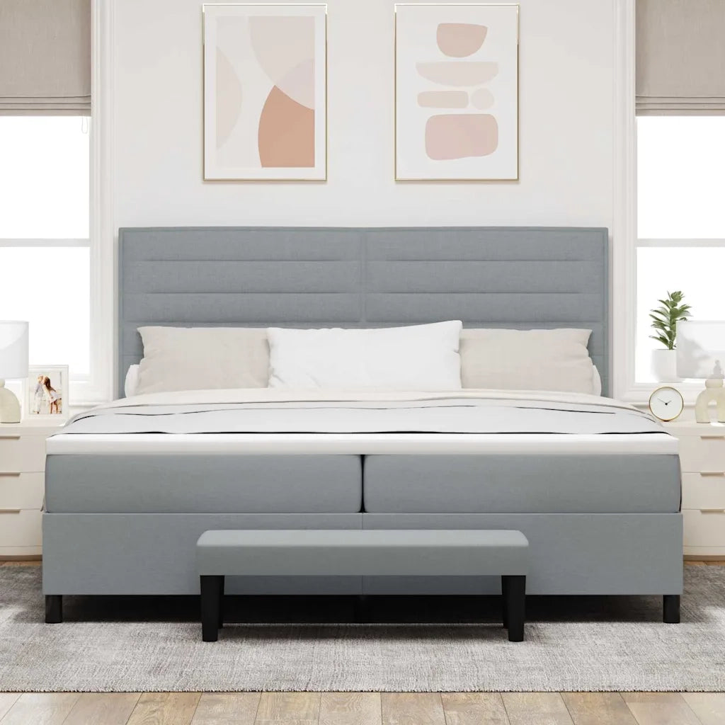 Letto a molle con testiera Grigio chiaro 200 x 200 cm Tessuto 3344016