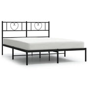 Letto matrimoniale | Letto per adulti | Giroletto con Testiera in Metallo Nero 150x200 cm