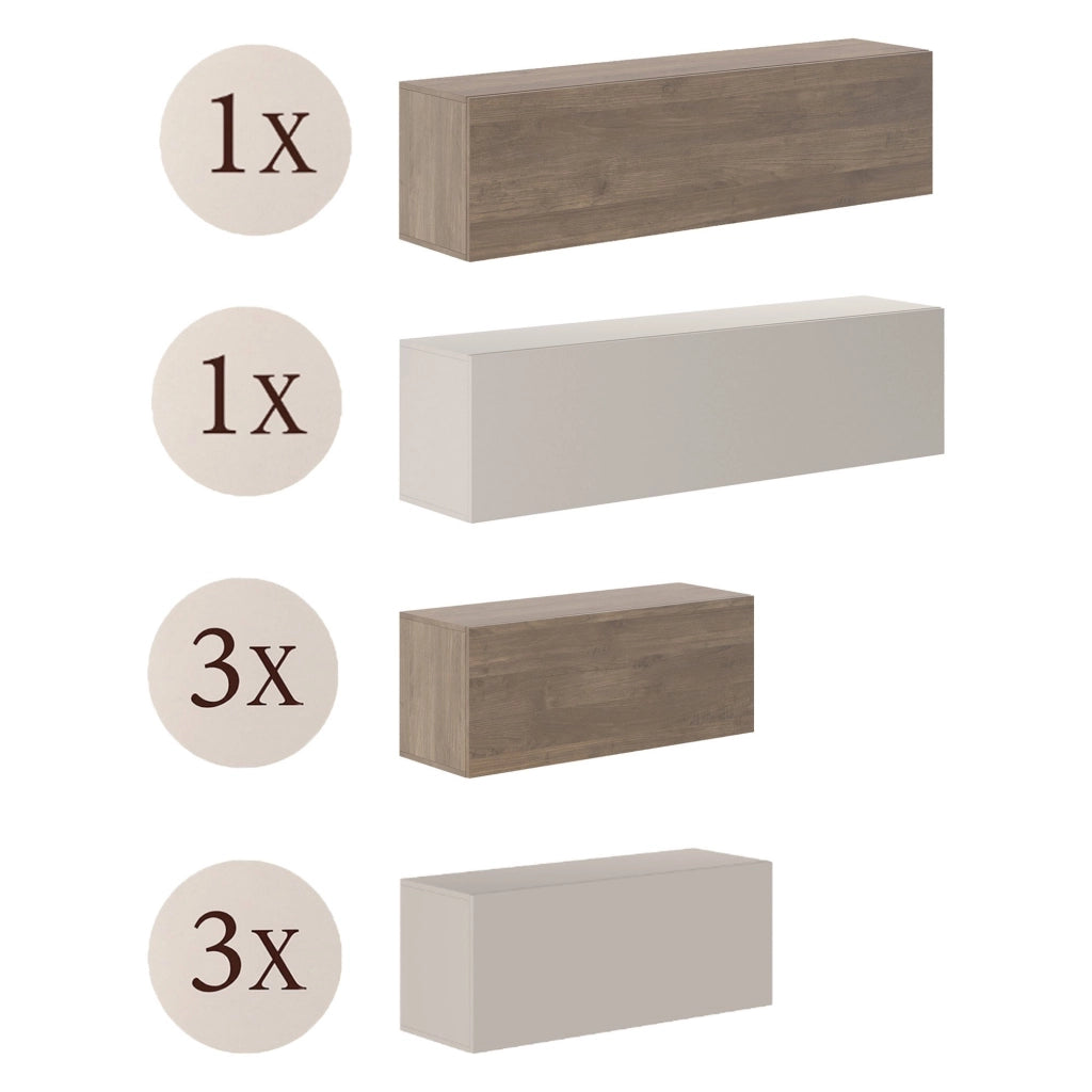 Mobile Soggiorno Hadara, Parete Attrezzata 8 Ripiani, Beige