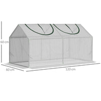 Mini Serra da Giardino con 2 Finestre 119x60x60 cm Copertura PVC Anti-UV Bianco