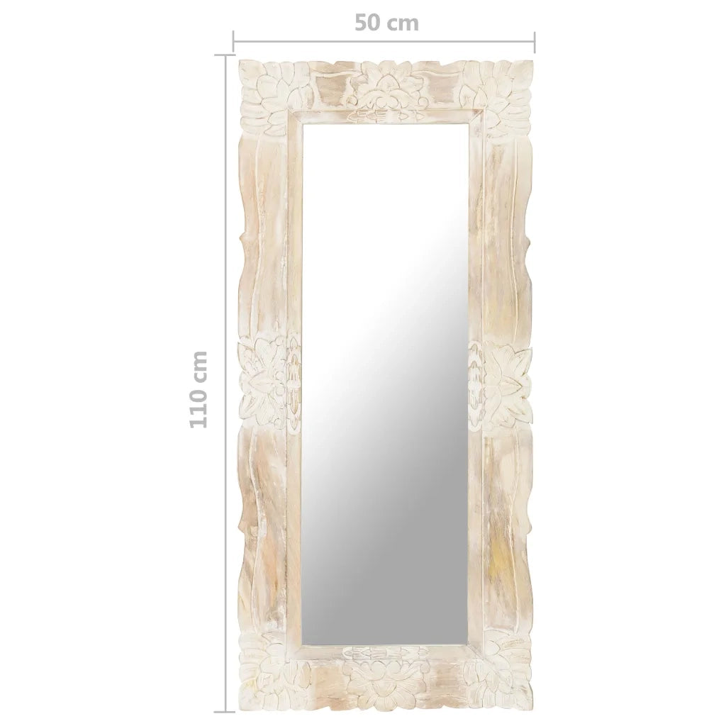 Specchio Bianco 110x50 cm in Legno Massello di Mango 321634