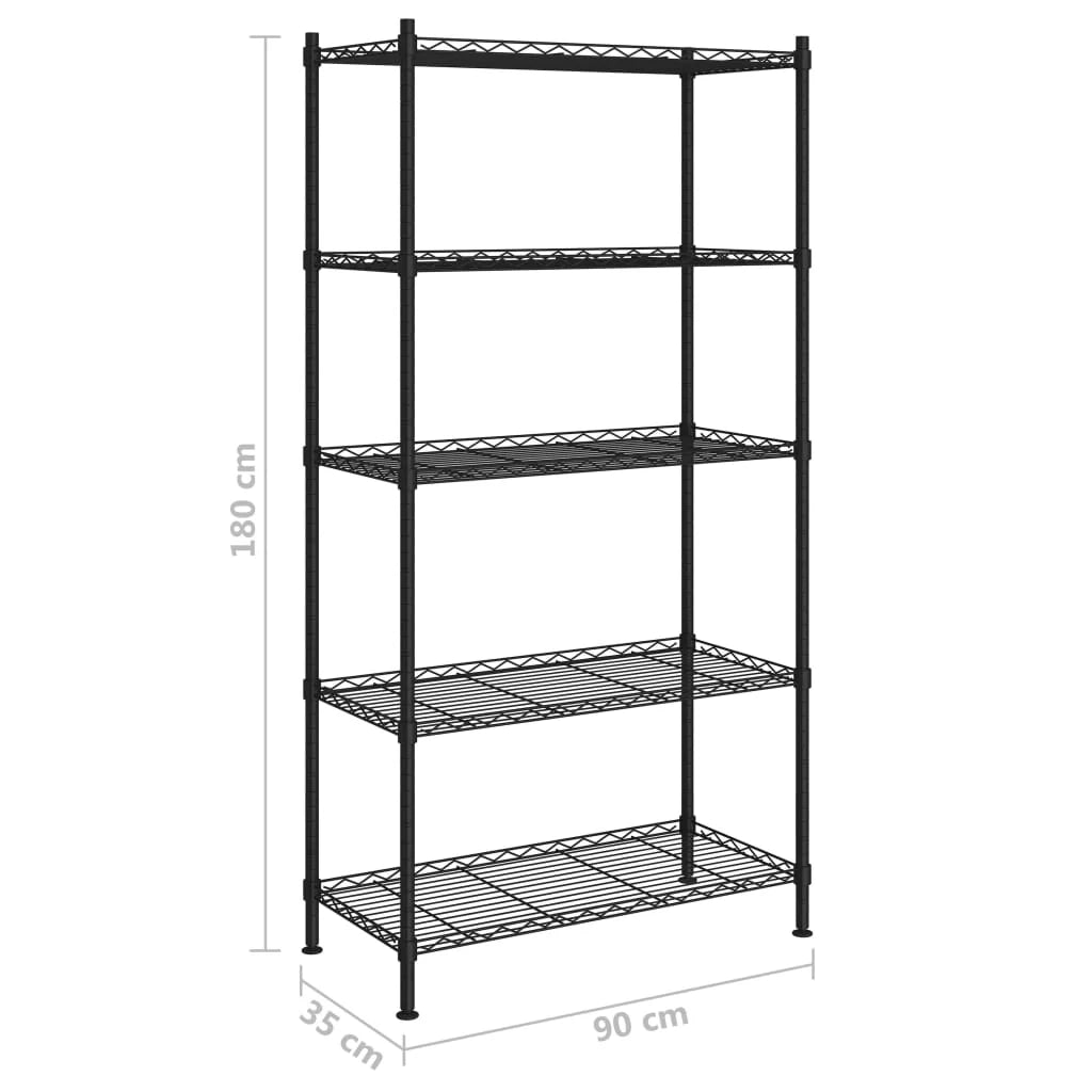 Scaffale portaoggetti a 5 ripiani 90 x 35 x 180 cm 250 kg nero 02_0045694