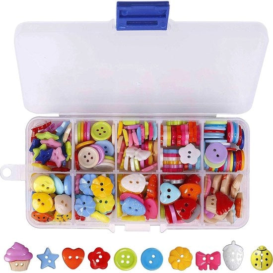 Confezioni di knopen in colori pastello - piccole spille con scatola in plastica - cucito, artigianato, scrapbooking - decorazione fai-da-te - 235 pezzi Knopen