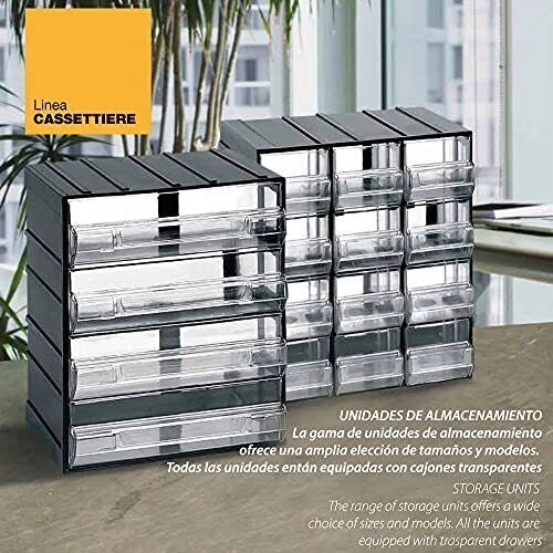 Artplast 292008 Serie 600 Cassettiera 48 Cassetti Trasparenti con Portaetichetta Assemblabile ad Incastro 382x148xh 230 mm