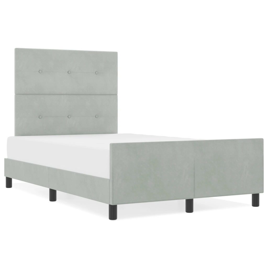 Letto Grigio Chiaro 120x190 cm in Velluto