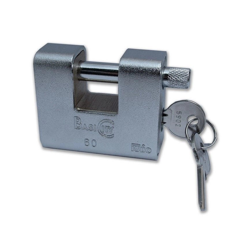 Iseo MM70 Aditus City Lucchetto Corazzato Antiscasso in Ottone e Acciaio Sabbiato con Asta in Acciaio Temperato Bloccaggio con Sfera 2 o 3 Chiavi piatte colore Ottone