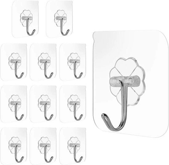 12 pezzi di chiodi da parete trasparenti riutilizzabili - impermeabili - chiodi da parete per bagno senza foratura - appendiabiti per cucina e bagno