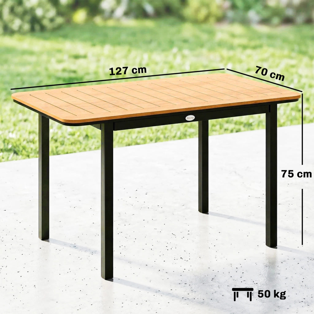 Tavolo da pranzo rettangolare da giardino 6 persone ¨C Xylo ¨C legno composito telaio metallo 127x70cm marrone