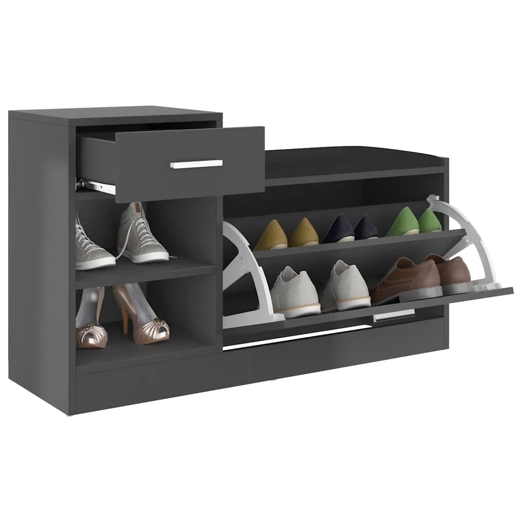 Panca Porta Scarpe Grigia 94,5x31x57 cm in Legno Multistrato 326743