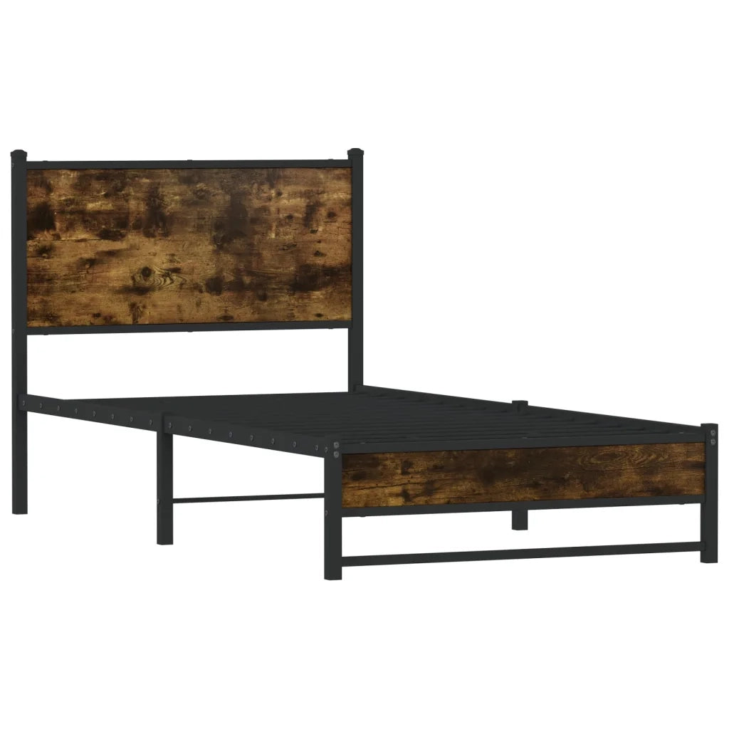 vidaXL Giroletto senza Materaso in Metallo Rovere Fumo 80x200 cm