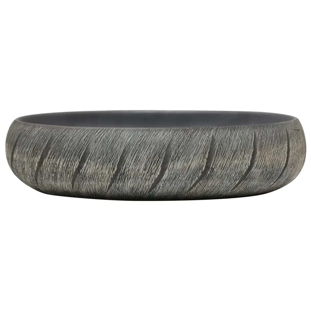 Lavabo da Appoggio Nero e Grigio Ovale 59x40x15 cm Ceramicacod mxl 131492
