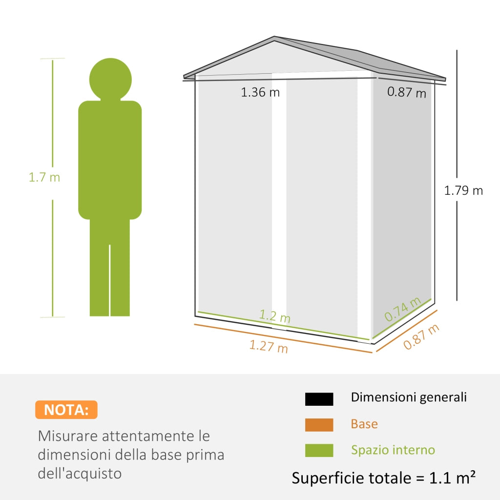 Casetta da Giardino in Acciaio ¨C zephmum ¨C Marrone, 136x87x179 cm