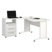 Scrivania Estong, Scrittoio multiuso, Tavolo per ufficio porta PC, Piano di lavoro, 159x150 h75 cm, Bianco