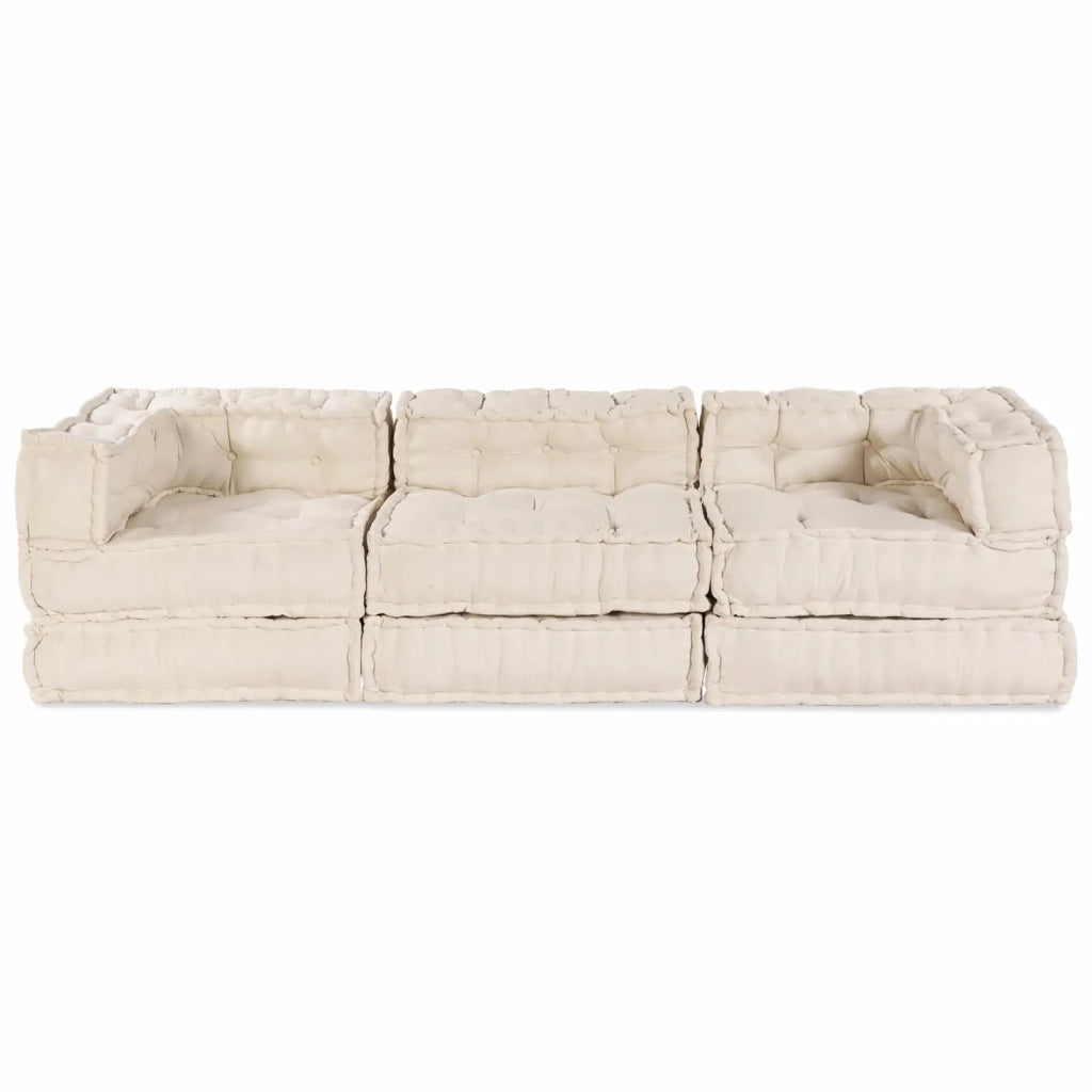 Unità di Divano Modulare 3 pcs Crema Tessuto 3315062