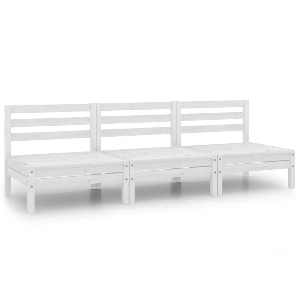 Set Divani da Giardino 3 pz Bianco in Legno Massello di Pino 3082443