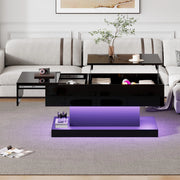 Tavolino da Caff¨¨ con LED e Piano Sollevabile ¨C Xylo ¨C Legno Lucido, 100x50x45 cm