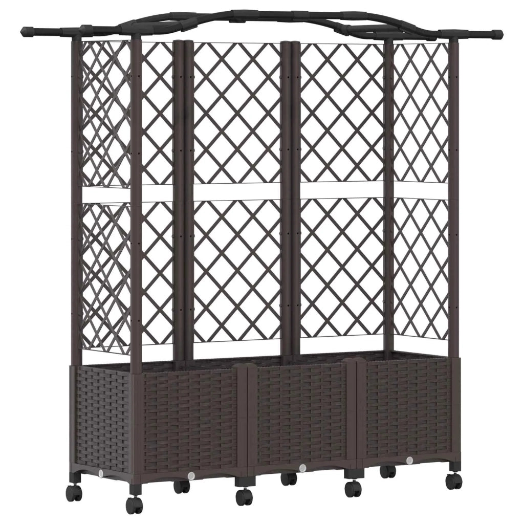 Letto Rialzato con Griglia e Tetto Marrone 163 x 40 x 144 cm PP 3423108