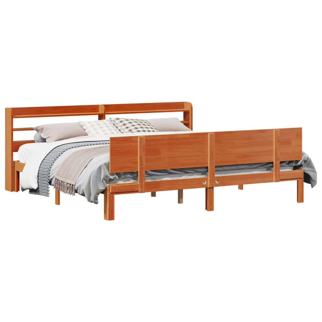Struttura del letto 2 pcs Marrone cerato Legno di Pino Massello 3422719