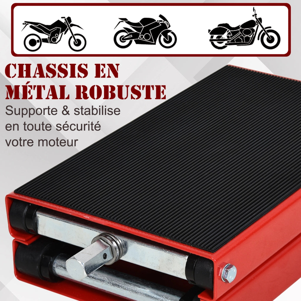 Cavalletto per Moto ¨C zephmum ¨C Regolabile 10-37 cm, Rosso e Nero