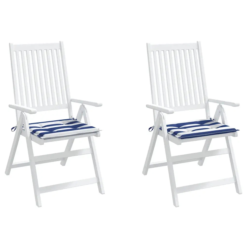 Cuscini per Sedia 2 pz | Cuscini per sedie Strisce Bianche e Blu 50x50x4 cm Tessuto