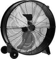 Ventilatore da Terra Industriale a 3 Velocità con Pale in Alluminio, Ventilatore a Piantana Potente ad Alta Velocità su Ruote in Gomma, 180W Max, 65x37x67 cm (Nero)