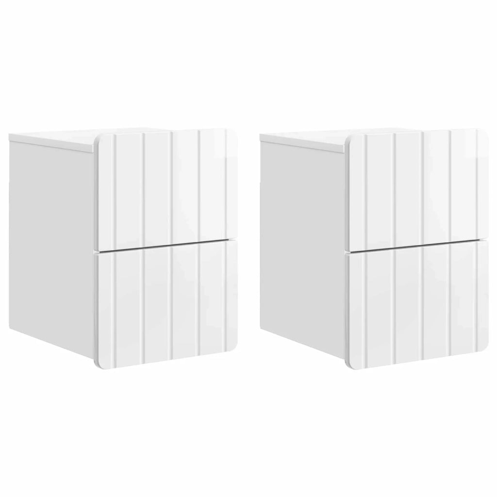 Mobiletto da notte a muro 2 pcs Bianco Lucido 33 x 34,5 x 43 cm
