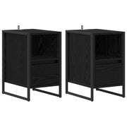 Set di 2 Comodini | Armadio da Notte | Mobiletto da notte Rovere Nero 39,5 x 30 x 50 cm Legno multistrato
