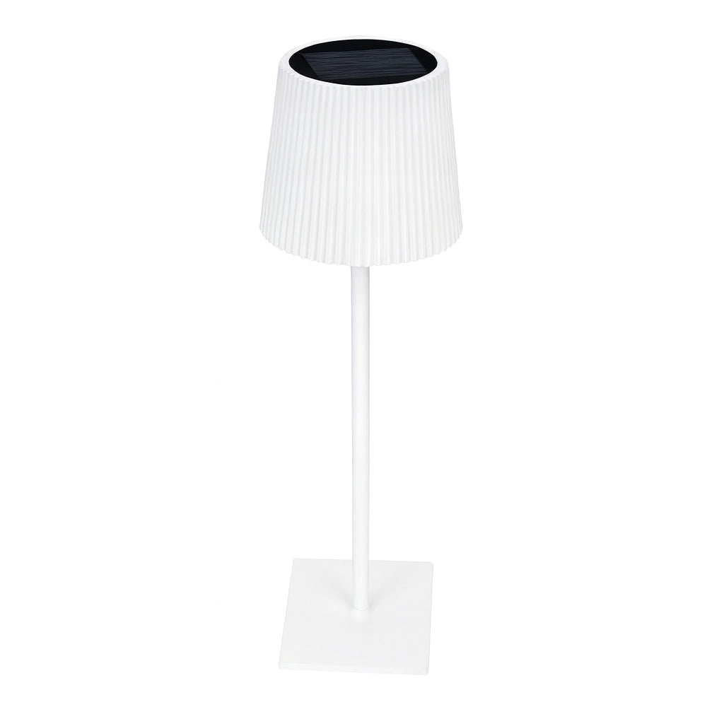 Lampada da tavolo LED bianca 5W ricaricabile con pannello solare e cavo USB, 40 cm, luce calda/fredda/naturale, sensore crepuscolare, batteria 2000mAh