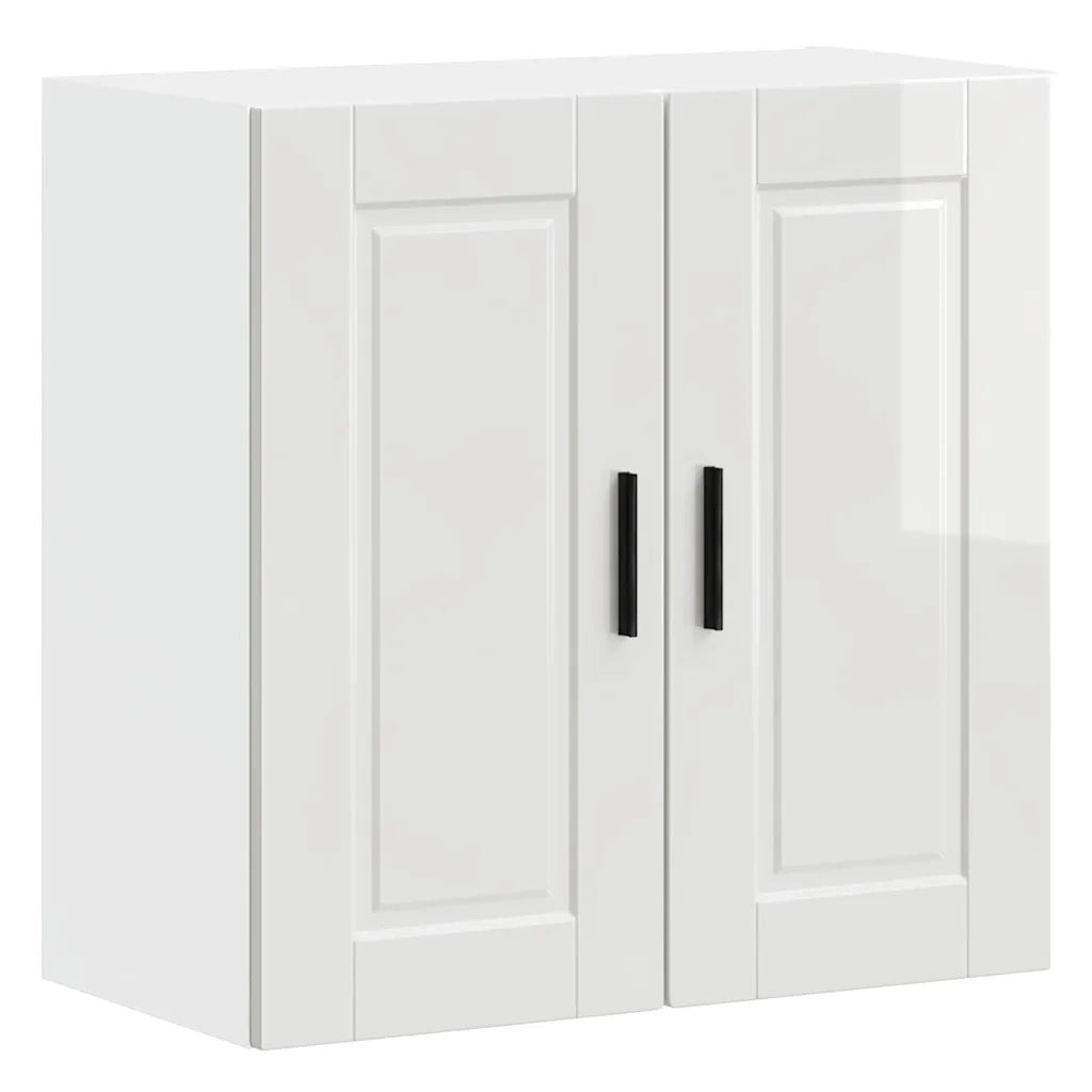 Pensile da cucina dal design moderno contenitore 60 x 31 x 60 cm finitura lucida in legno composito bianco 02_0050364