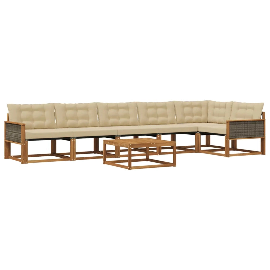 Set di divani da esterno con cuscino 7 pcs Naturale e Beige 3381469