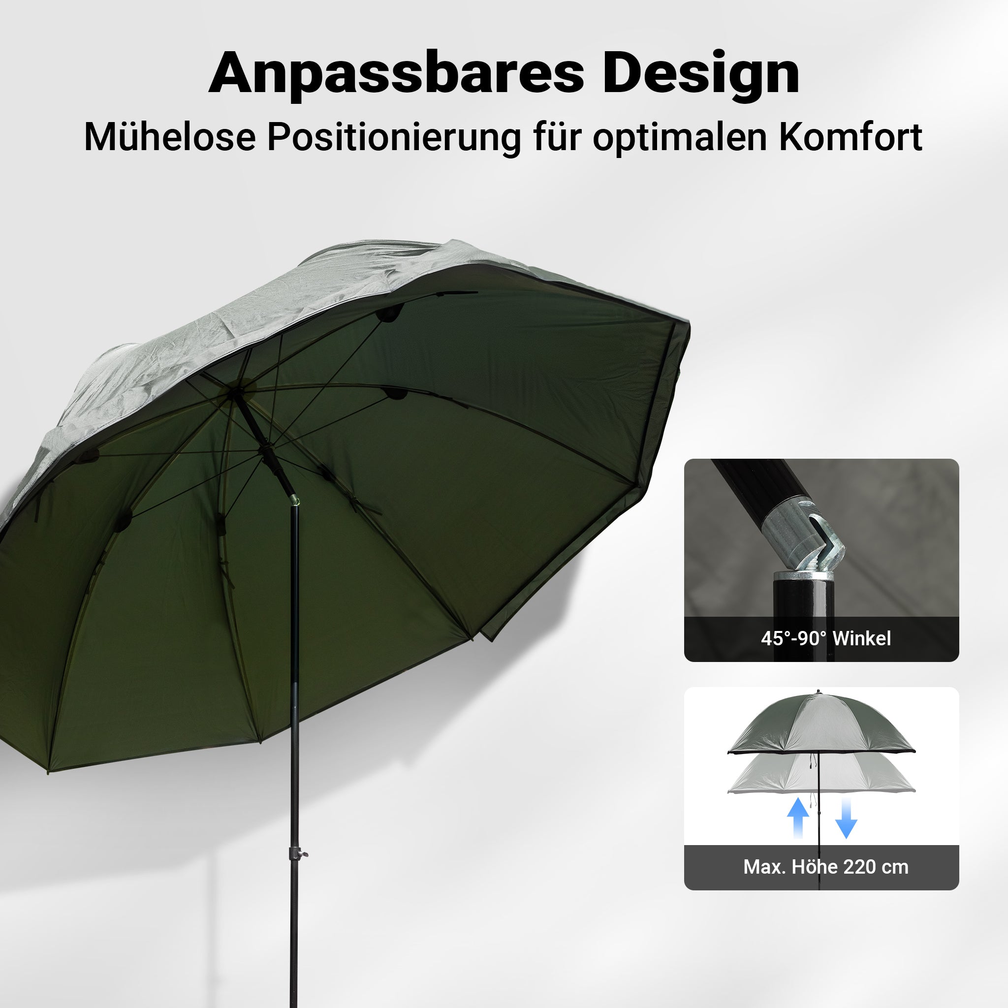 Ombrellone da pesca con tenda e due finestre 250 cm Protegge da vento e pioggia